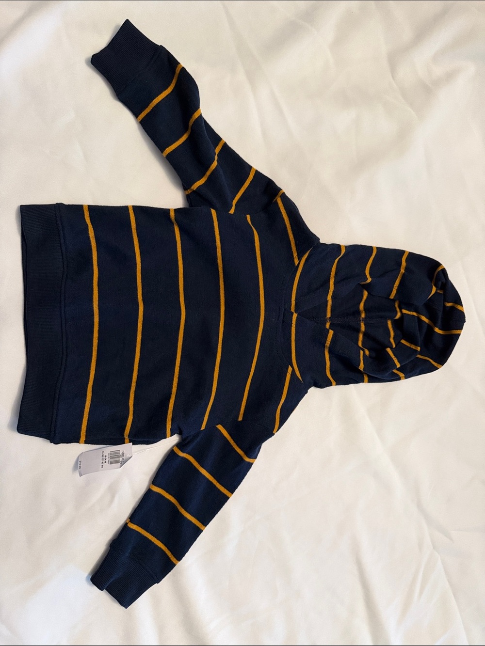 Old Navy Navy and Mustard Striped Hoodie Pullover